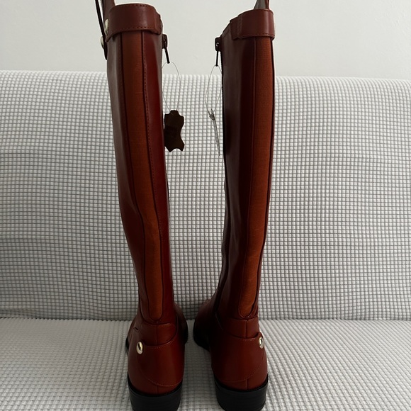 INC International Concepts Cognac Leather Knee-High Women's Riding Boots Aleah - Picture 6 of 13